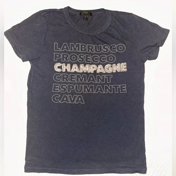 J Crew Vintage Graphic Tee with Sequin Champagne Fits Small - Picture 1 of 3